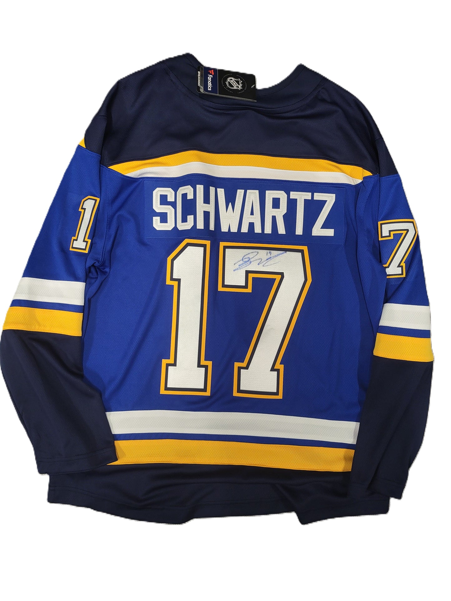 Autographed #17 Jaden Schwartz Fanatics Replica Home Jersey