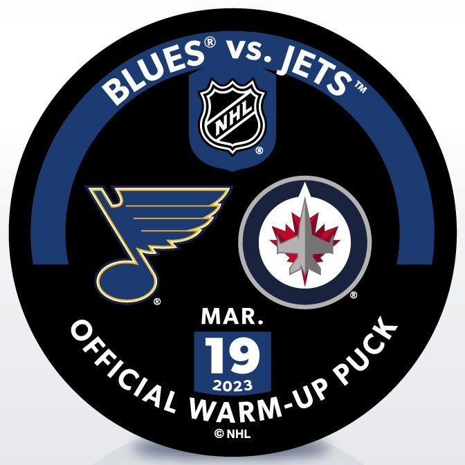 Blues vs. WPG 3/19 Warm-Up Puck